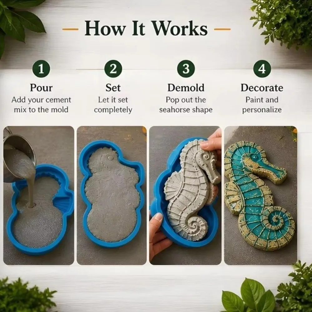 Ocean Animal Silicone Stepping Stone Mold Sea Turtle DIY Pattern Sea Creature Cement Mold Handmade Non-stick Patio Paving Mold