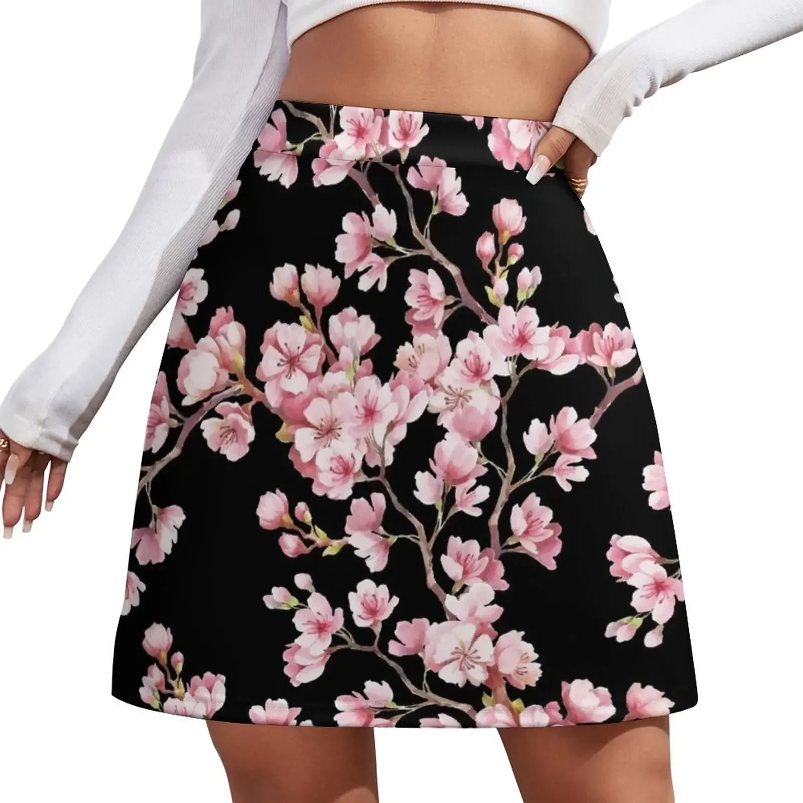 

Cherry Blossom Floral Pattern Mini Skirt summer clothes womans clothing