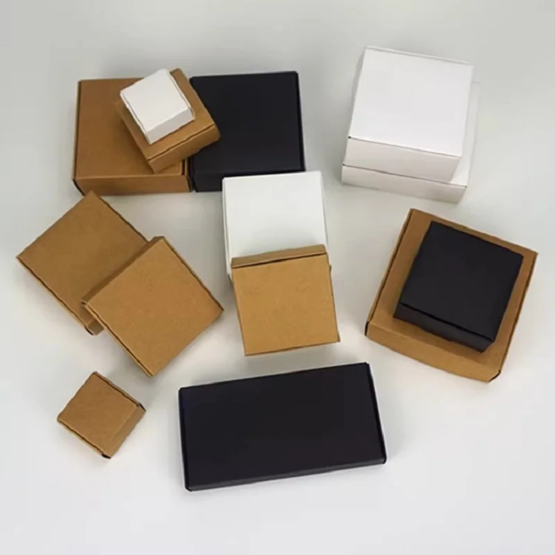 100pcs - Blank Kraft Paper Aircraft Box White Black Gift Boxes for Tea Jewelry Candy DIY Handmade Soap Packing