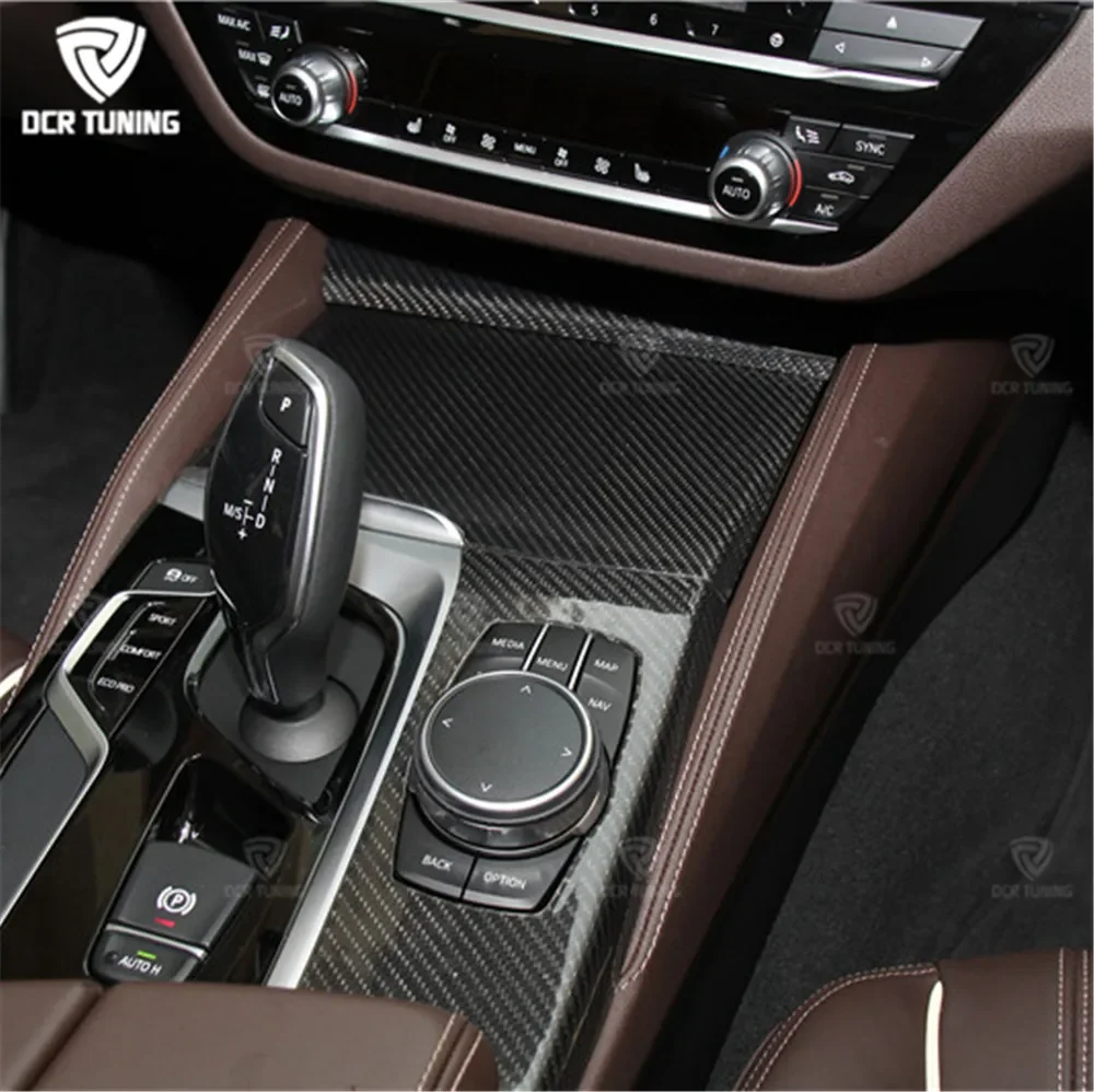 For B-MW 5 Series G30 G38 Carbon Fiber Interior Trim Cover 9 pcs / Set Gloss Black Carbon Trim 2017 + Only Left Hand Drive