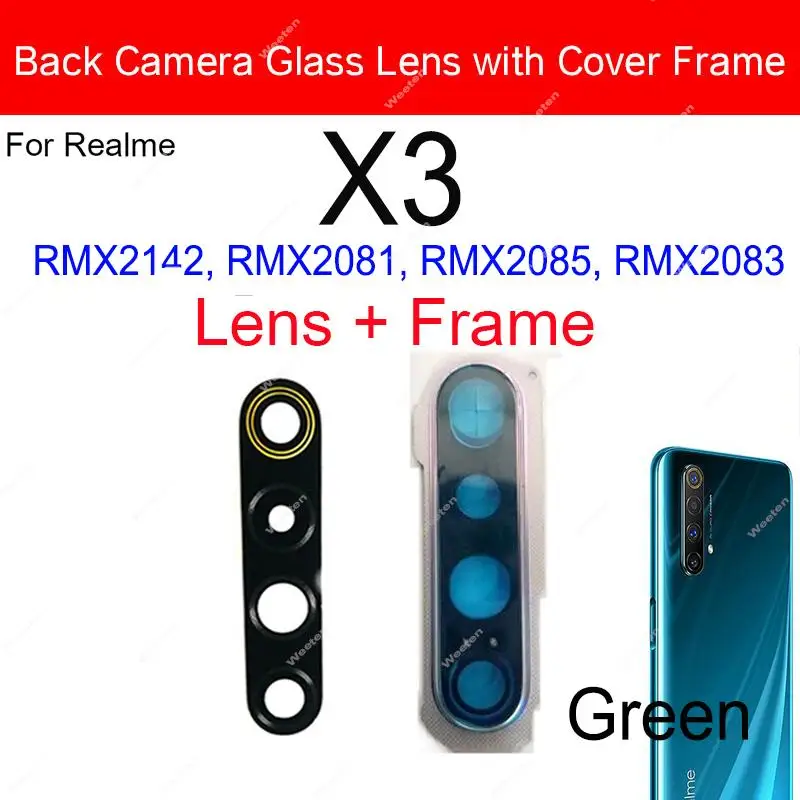 Back Camera Glass Lens For Realme X3 X3 Super Zoom Rear Camera Lens Cover with Frame Ring Holder with Sticker Parts