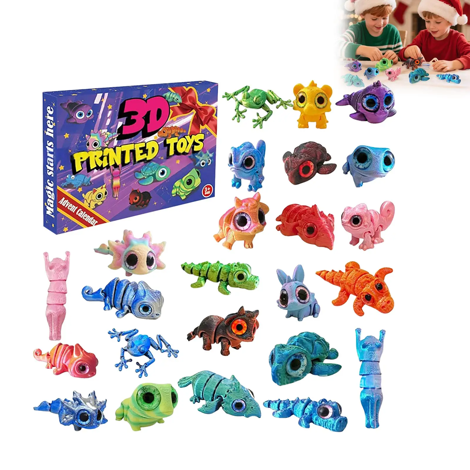 Calendrier de Noël pour enfants Compte à rebours Calendriers de l'Avent de Noël imprimés en 3D 2025 24 jours de Noël à piles avec minuterie lumineuse