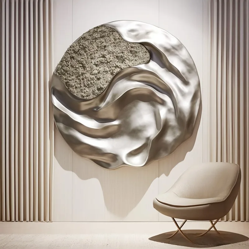 Round High-end Wall Art, Light Luxury Physical Decor Painting for Living Room, Hotel, Showroom, Entryway & Corridor