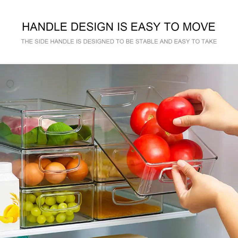 1PCS Kitchen Transparent Refrigerator Organizer Listening Drink Organizer Home Kitchen Stackable Storage Boxes