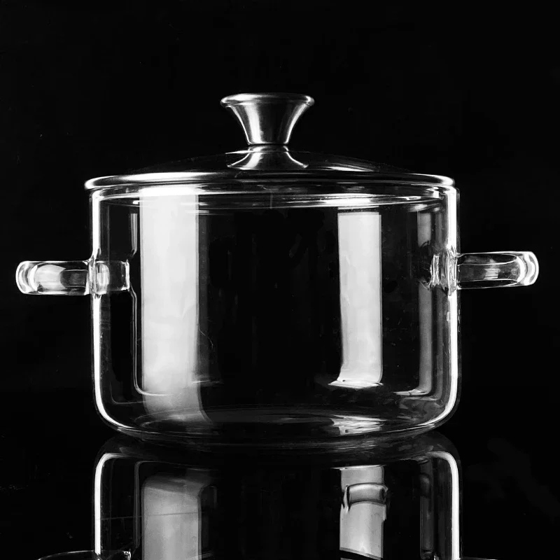 High Borosilicate Glass Soup Pot Can Be Heated, Transparent Stew Pot, Open Flame Household Soup Pot, Glass Milk Pot, Health Pot