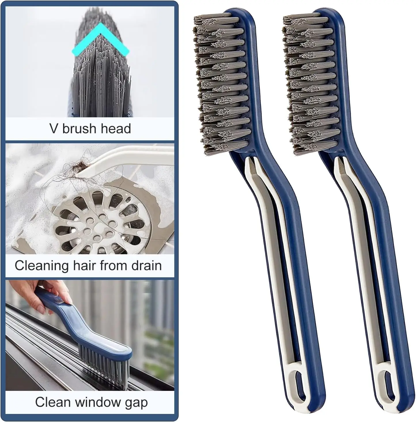 Effective Cleaning Brush for Corners and Gaps - 2-in-1 Multipurpose Bathroom and Floor Tiles Cleaning Brush