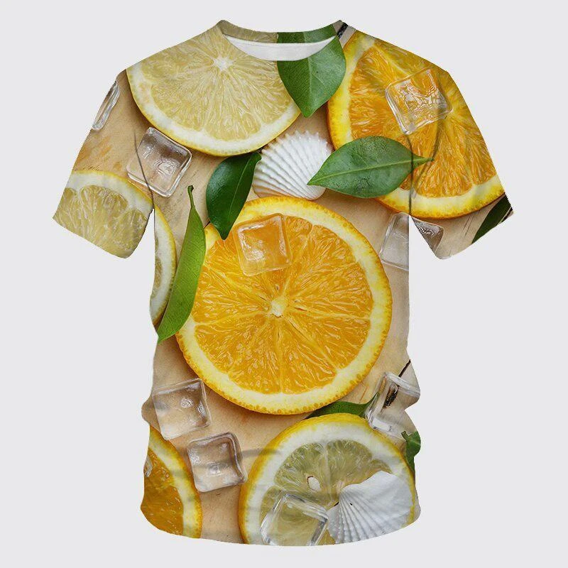 New Summer  Fresh Fruit Picture Men T-Shirts  Casual 3D Print Tees Hip Hop Personality Round Neck Short Sleeve Quick-Dry Tops