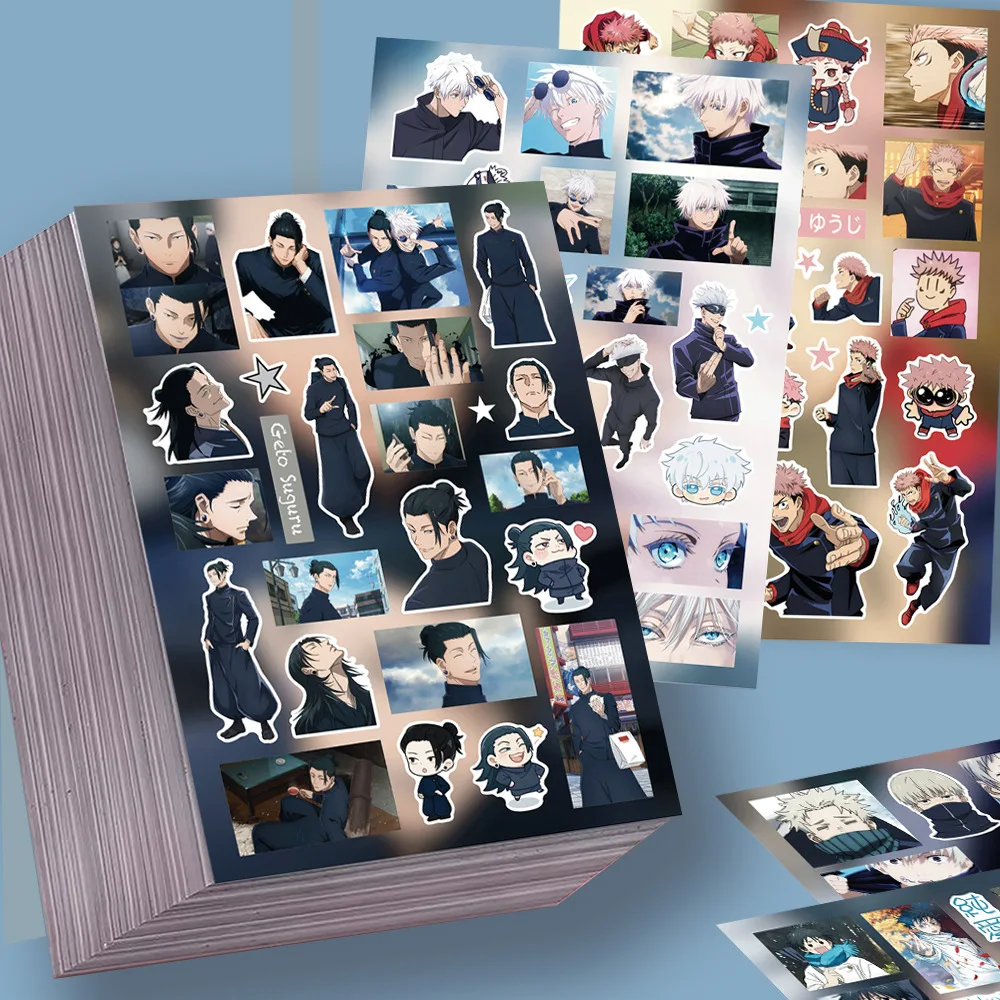Image of 8 Blätter pro Set Japanische Anime Jujutsu Kaisen Aufkleber Gojo Satoru Cartoon-Sticker Laptop Handy Gitarre Fahrrad Coole Manga-Sticker