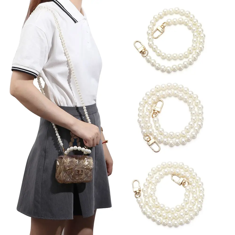 Fashion Pearl Belt Accessories Bags Handbag Handles DIY purse Replacement Long Beaded Chain Pearl Strap