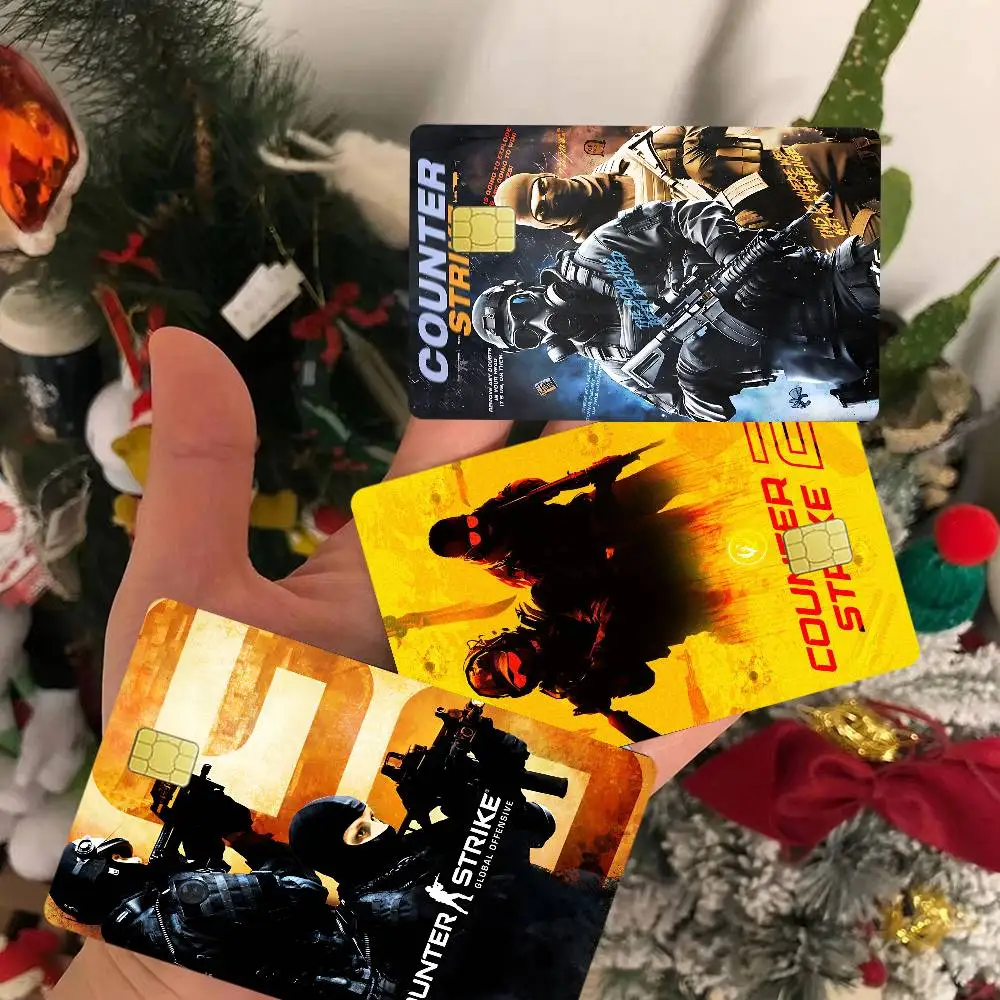 كاونتر سترايك CS 2 خمر أنيمي ملصق فيلم غطاء الجلد لبطاقة الائتمان بطاقة الخصم البنك الأمامية