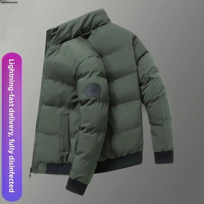 Jaet de algodão masculino de inverno, casacos casuais para jovens, casaco de algodão versátil e com nó ort sle