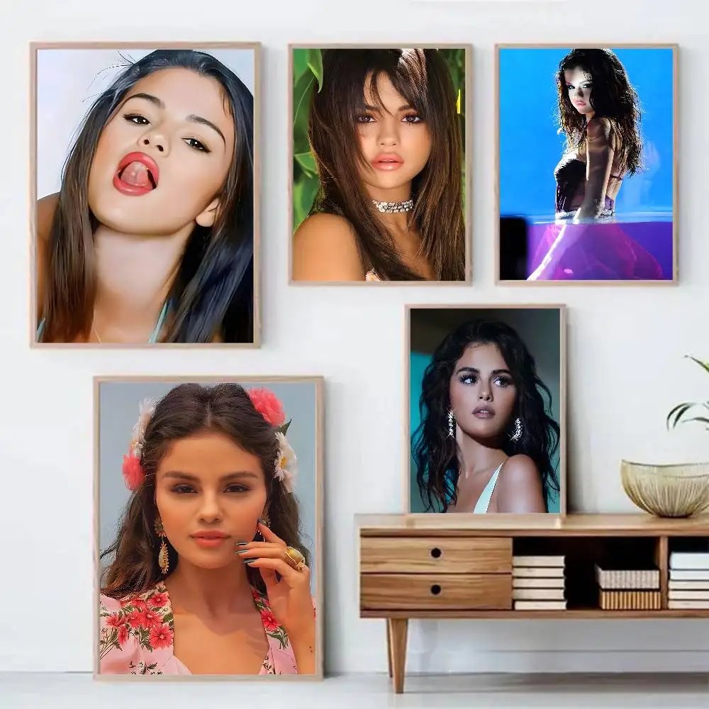المغني S-Selena Gomez ملصق فني ذاتي اللصق ملصق مضاد للمياه مقهى غرفة النوم جدار ديكور