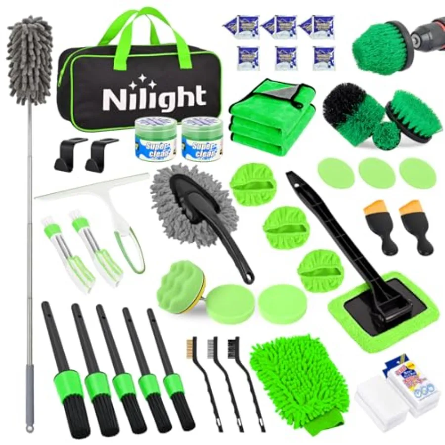 52PCS Car Detailing Kit Auto Cleaning Tools Wash Set with Storage Carry Bag Home Use for Interior Exterior Deep Clean Polish Ca