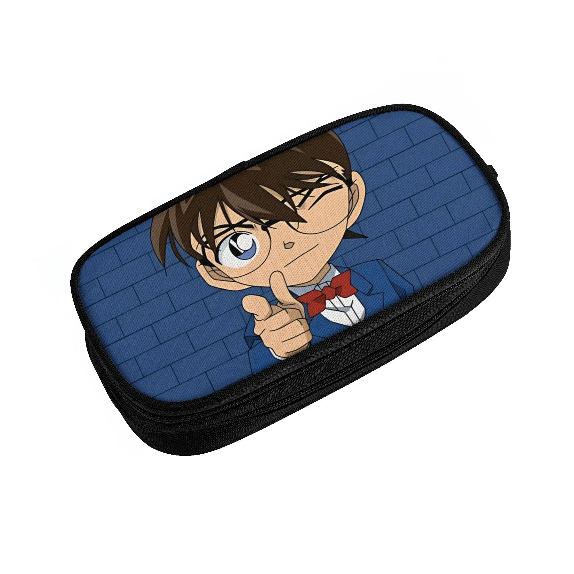 1 Piece Blue Pencil Case for Students Gifts Pen Box Pencil Bag Detective Conan Stationery Supplies Pen Holder Bag
