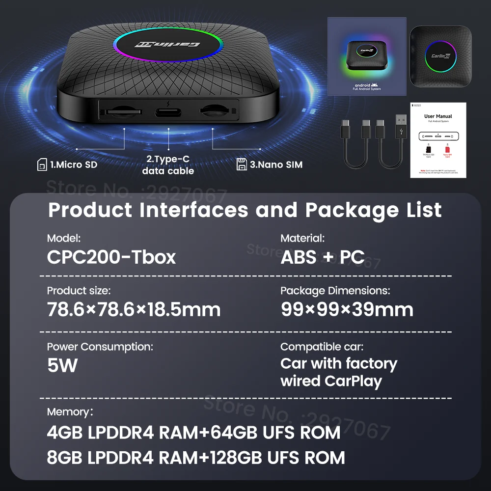 CarlinKit-Dispositivo de TV inteligente para coche, dispositivo inalámbrico con Android 13, SM6225, CarPlay, aplicación con punto de acceso 4G LTE