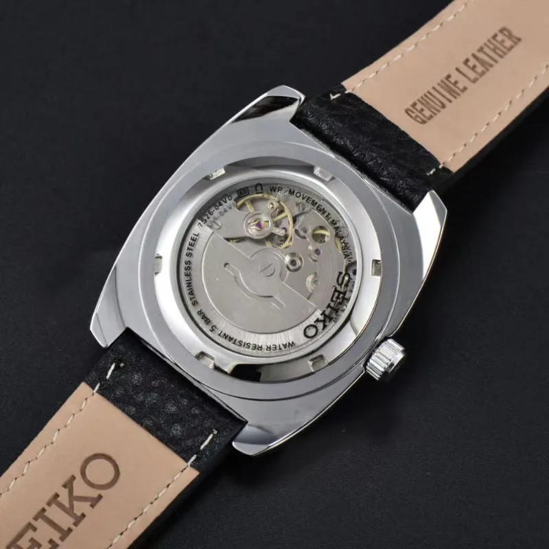 100%Original SEIKO Watch Snkp27 Series Real Automatic Self-Wind Mechanical Tonneau Square Multifunctional Luxury Leather Watches