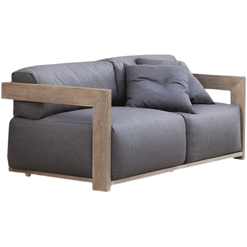 

Nordic Style Teak Leisure Balcony Lounge Courtyard Living Room Sectional Furniture Outdoor Garden Patio Sofa