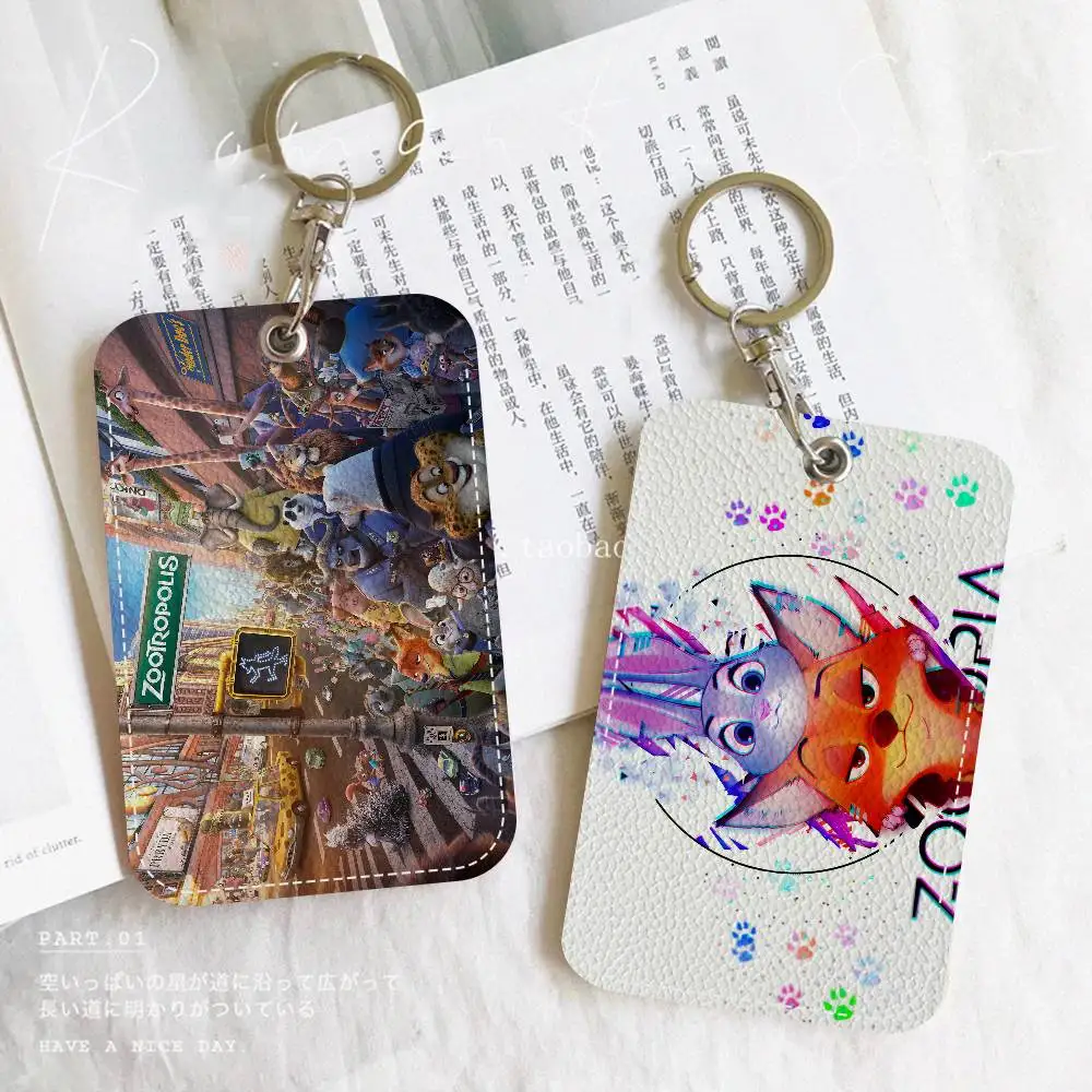 Z-Zootopia بو الجلود الناعمة مستطيلة حامل بطاقة المفاتيح التعريفي مصعد غطاء للحماية الشباب Faion Accory