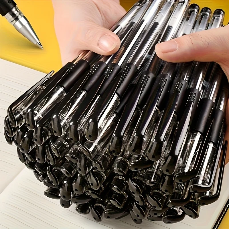 

50pcs Of European Standard Black Gel Pens, 0.5mm Bullet Tip Refills, Suitable For Signing, Office Work And Writing Articles