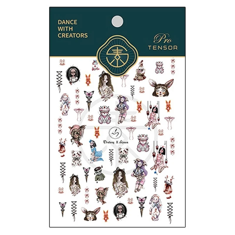 Horror Dark Sick Doll Design Nail Art Decorations Stickers Cartoon Lovely 5D Self Adhesive Nail Decals Wholesale Dropshipping