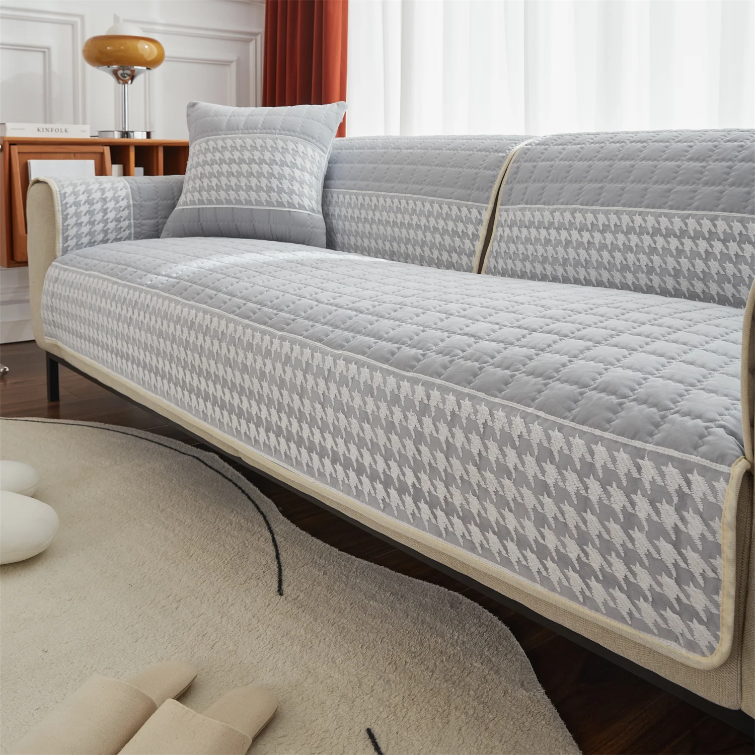 Hahnentritt-Spitze, Dekor, Quilten, Sofa-Kissenbezug, rutschfeste Sofa-Schonbezüge für Wohnzimmer, Couch, Sitzbezüge, haustierfreundlich – Detail 10
