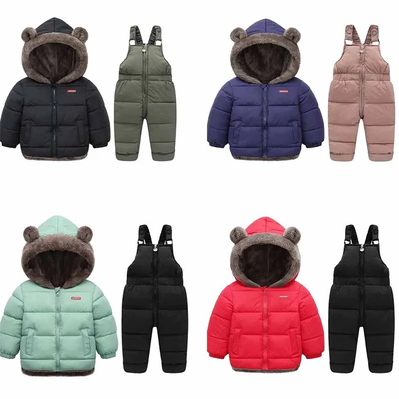 2024 Winter Children Clothing Sets Lamb Fleece Coats Down Pants Baby Thicken Warm 2Pcs New Boys Girls Fashion Casual Jackets