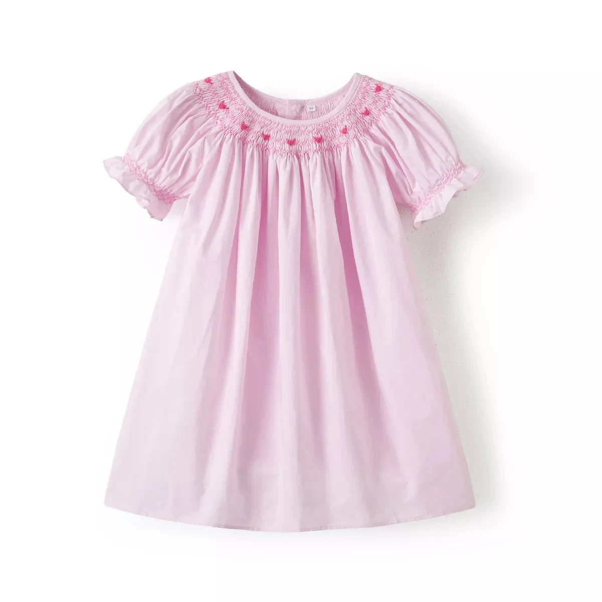 Clibeso 2024 Girls Hand Made Smocked Bishop Dress Summer Baby Cotton Pink Smocking Frocks 1-8Y Children Spanish Dresses