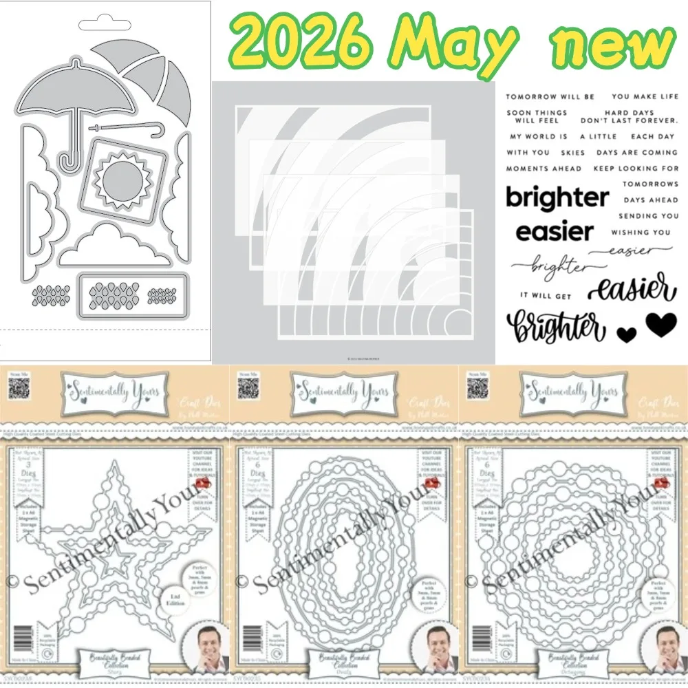 

2026 May Brighter Bundle Metal Cutting Dies and Clear Stamps cut die mold blade knife punch Scrapbook Paper craft stencils dies