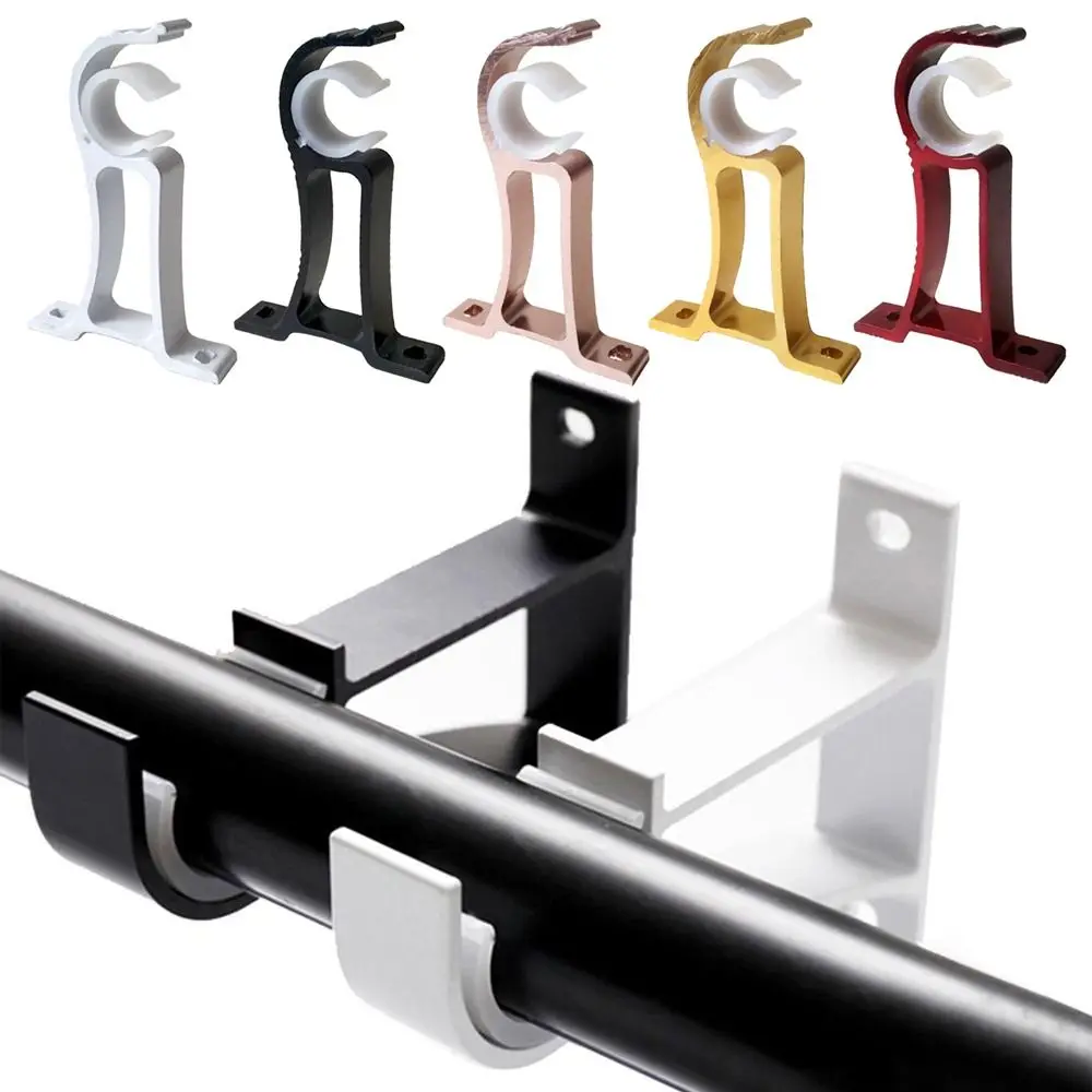 

Durable Single Hang Curtain Rod Bracket Thicken Aluminum Alloy Hanger Hook Crossbar Fixing Clip Rod Support Clamp