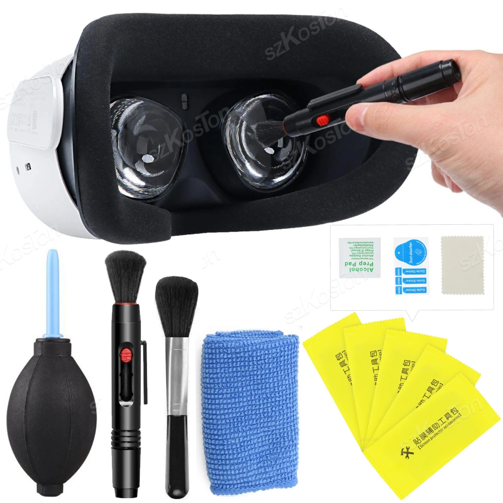 VR Lens Cleaning Pen Kit For Meta Quest 3S Dust Cleaner Brush Air Dust Blower For Oculus Quest 2/3 Vision Pro VR Accessories