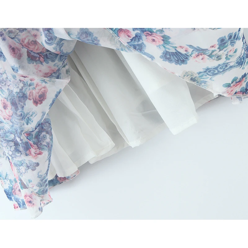 Minivestido con estampado Floral empalmado de encaje para mujer, vestido Vintage con mangas abullonadas, corte en A, informal, bohemio, para playa, verano, bata de vacaciones 2025