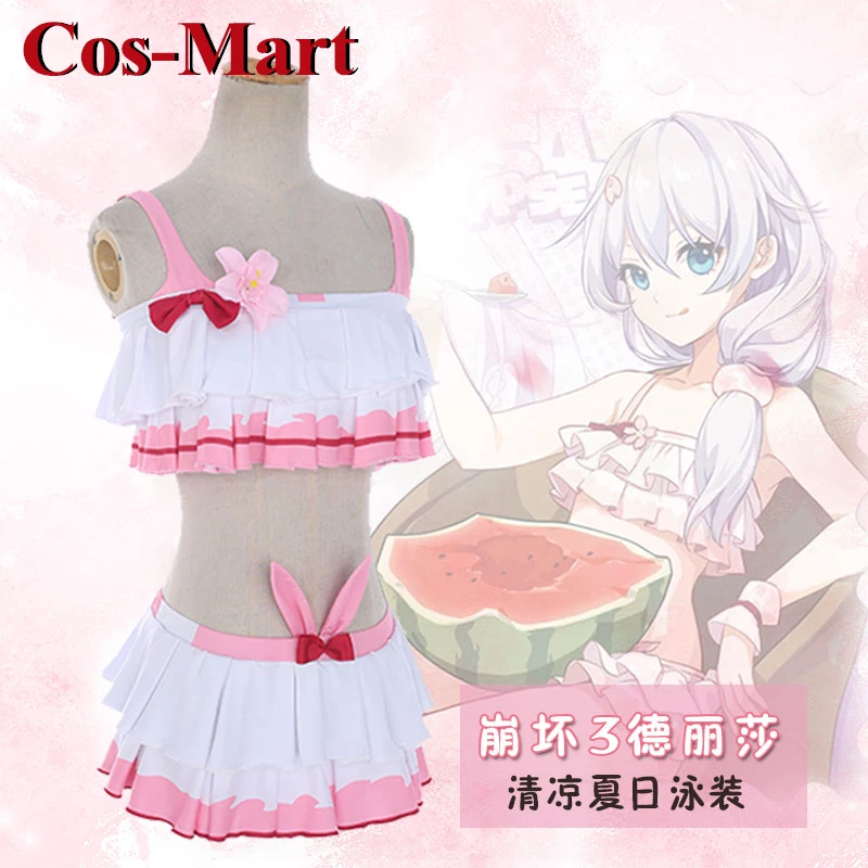 

Cos-Mart Game Honkai Impact 3 Theresa Apocalypse Cosplay Costume Sweet Lovely Summer Swimsuit Activity Party Role Play Clothing