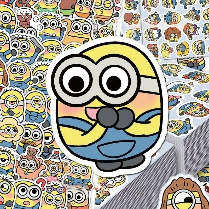 102pcs Minions Cartoon Cute Stickers Ins Style High Color Value Creative Fun Expression Mobile Phone Shell Decorative Stickers view 2