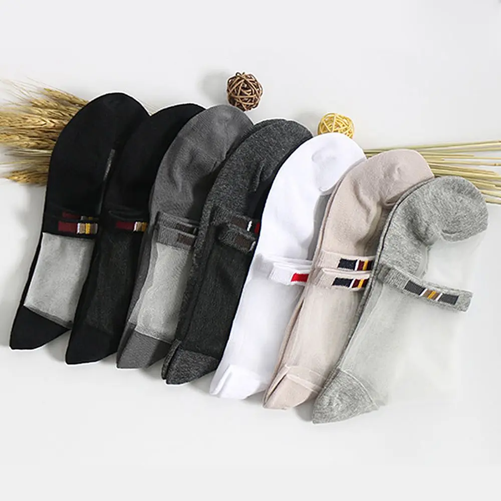Summer Breathable Antiskid Transparent Glass Silk Invisible Socks Short Socks Short Crew Cotton
