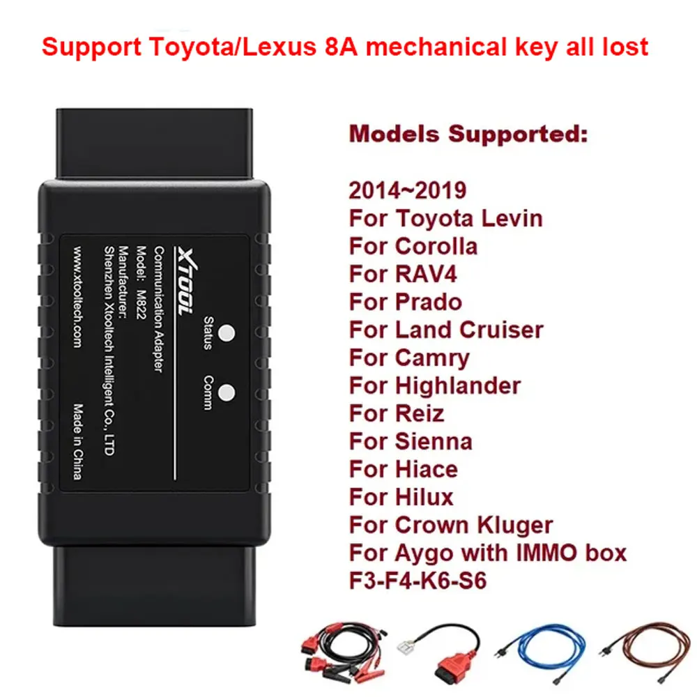 XTOOL M822 Adapter For Toyota 8A AIl Key Lost Programming Need Work With KC501 Programmer&KS-1 Emulator For X100PAD3 X100MAX