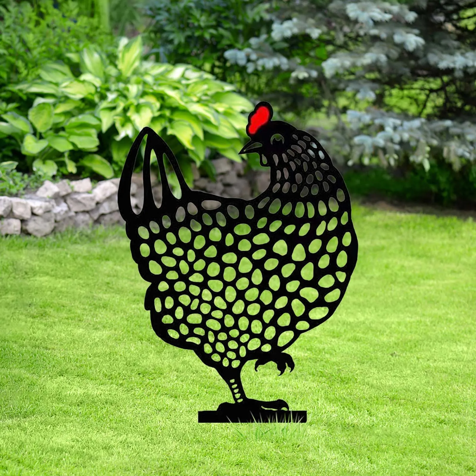 Fairy Garden Standing Chicken Rooster Statue Outdoor Stakes Yard Sign Ornaments Decor Acrylic Hen Yard Outdoor Lawn Garden Decor view 5