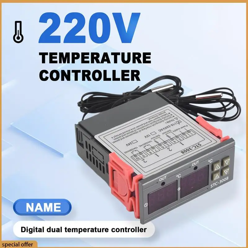 A68Z Termostato Digital Controlador de Temperatura STC-3008 Termómetro Sensor Higrómetro 12V 24V 220V