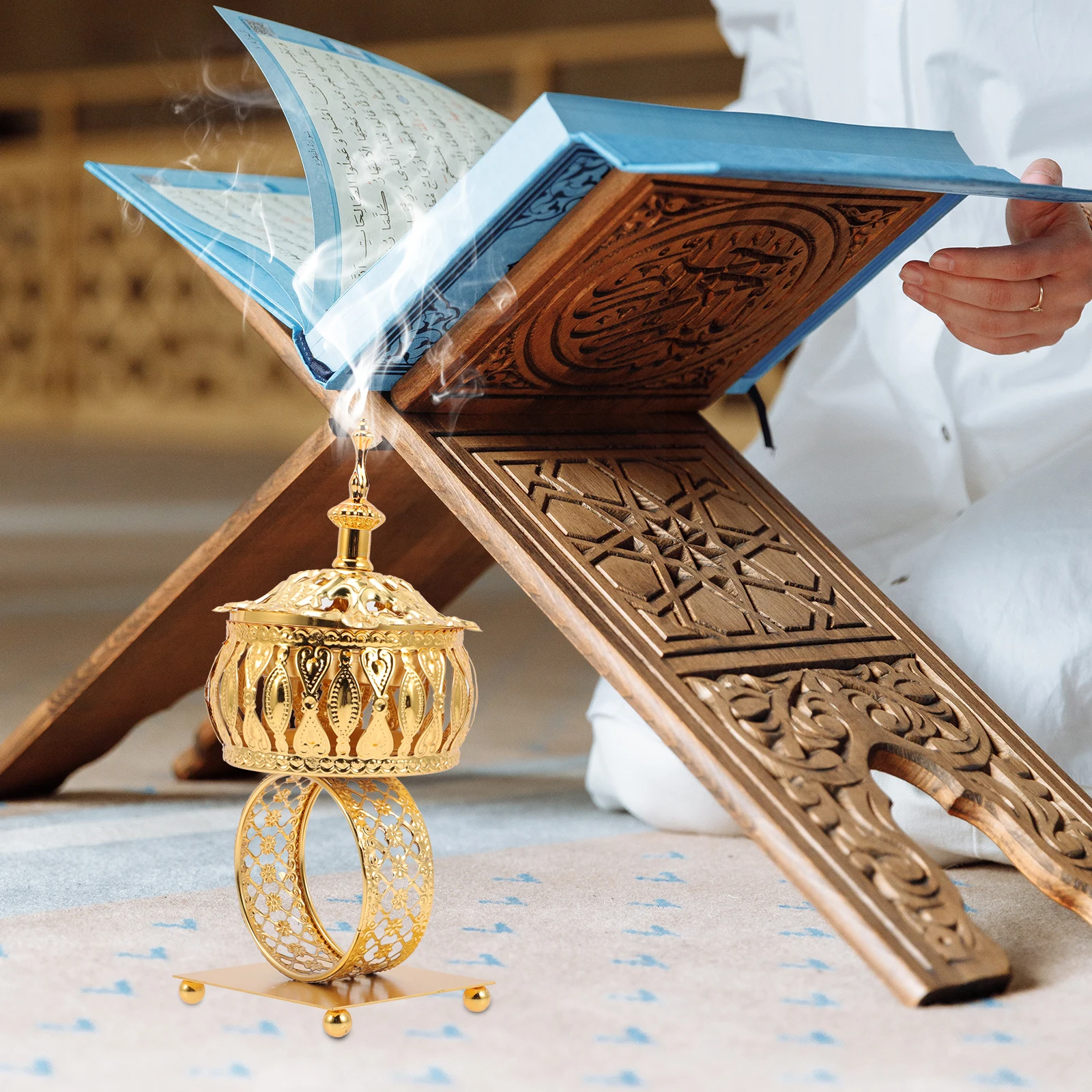 

Incense Burner Aroma Stove Censer Holder Craft Alloy Bedroom Office Living Room Study Middle East Style Practical