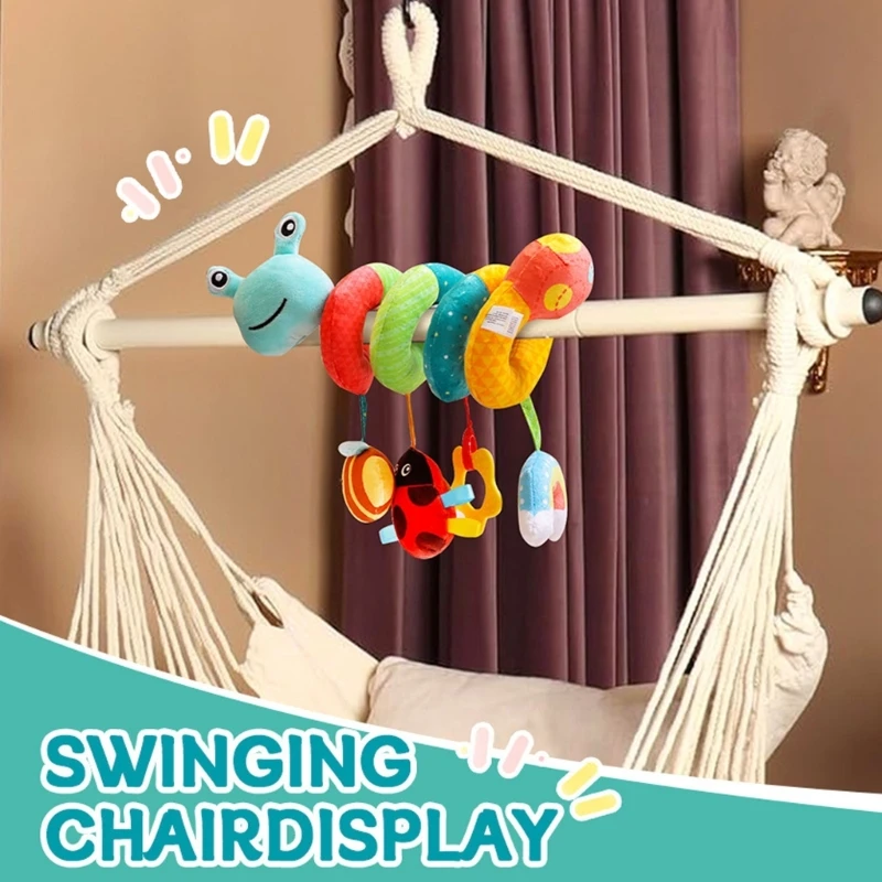 Schattige pluche racket babybed kronkelende rammelaar speelgoed wieg rond hangend pop speelgoed met spiegel en bijtring wandelwagen spiraal speelgoed