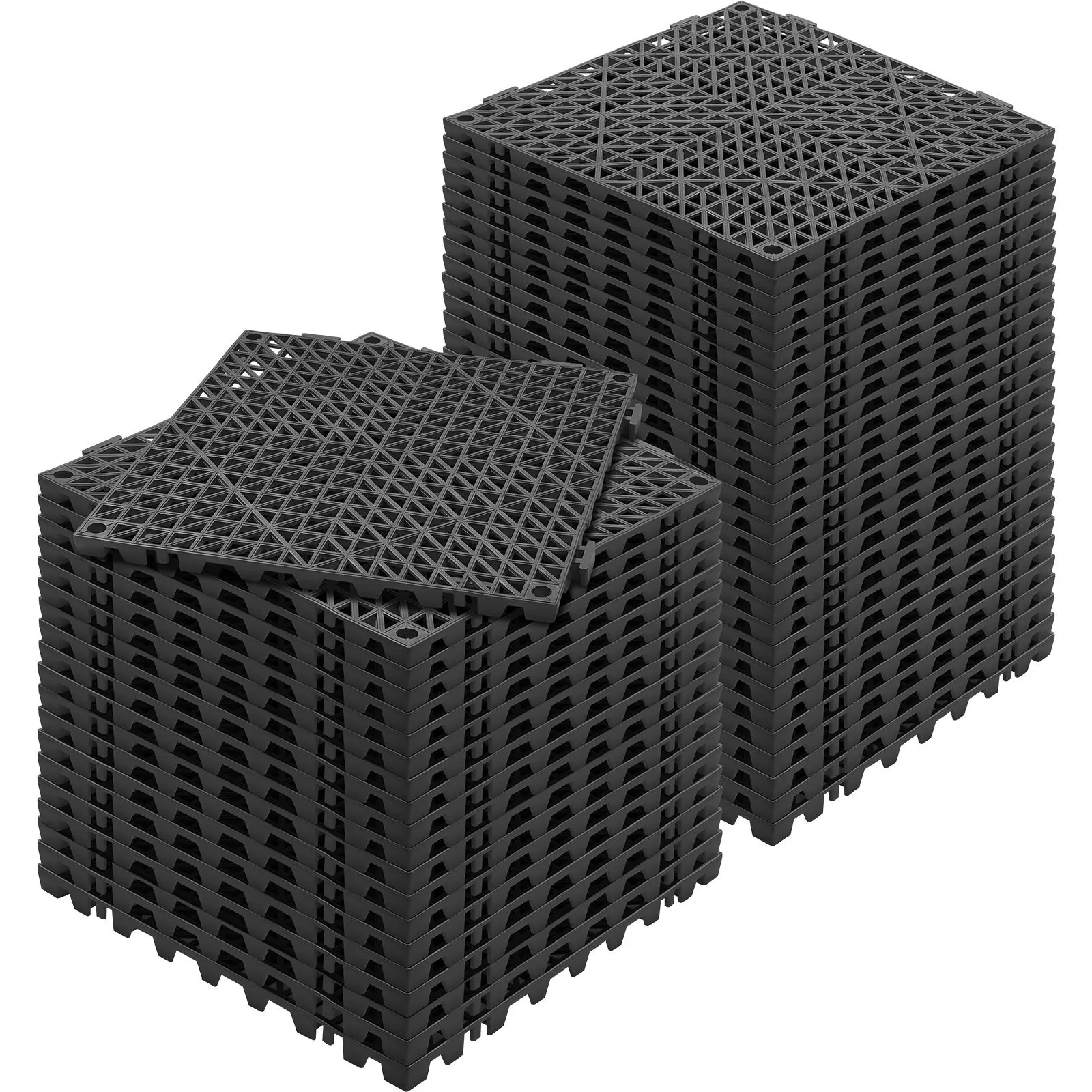 

Interlocking Tile 50PCS Black, Drainage Tiles 12" x 12" Splicing, Soft PVC Interlocking Drainage Floor Tiles, Non-Slip Drainage