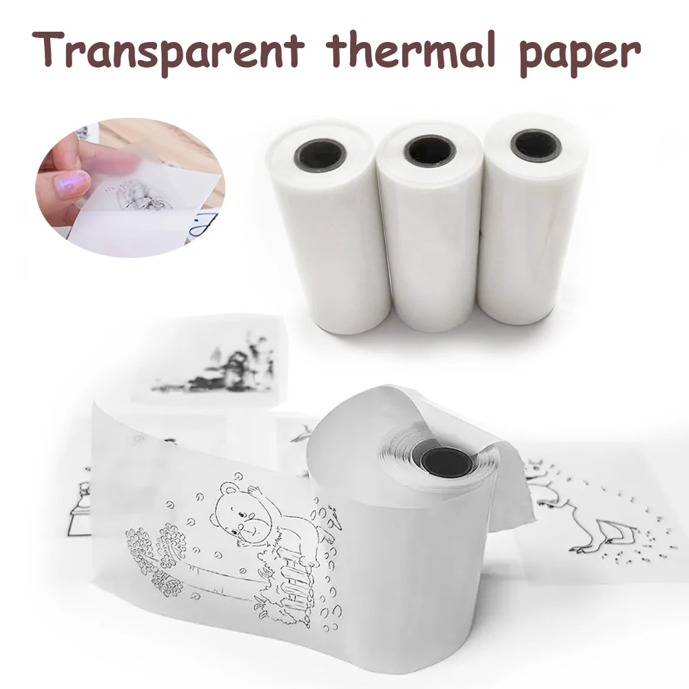 Transparent Adhesive Thermal Paper Can Print Pictures, Photos, DIY Scrapbooking, Notes, Lists, Small Mini Printer Universal