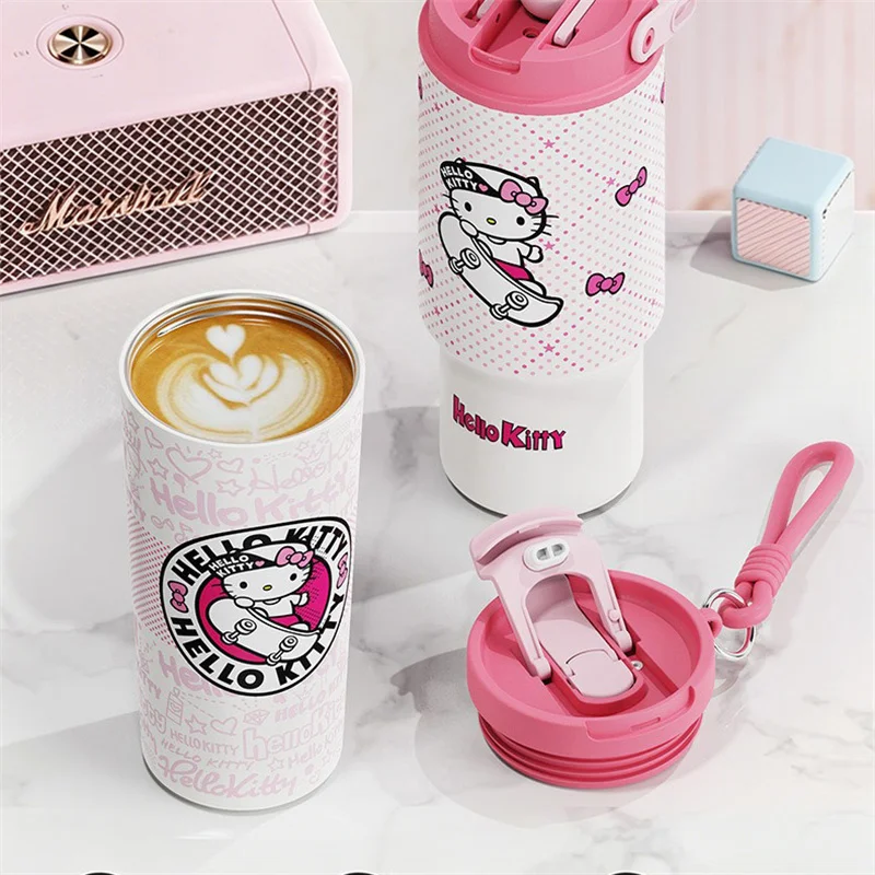 X&W Hello Kitty Rose Pink Graffiti Series Insulated Cup Portable Outdoor Sports Camping Touring Car Cup Hot and Cold Available