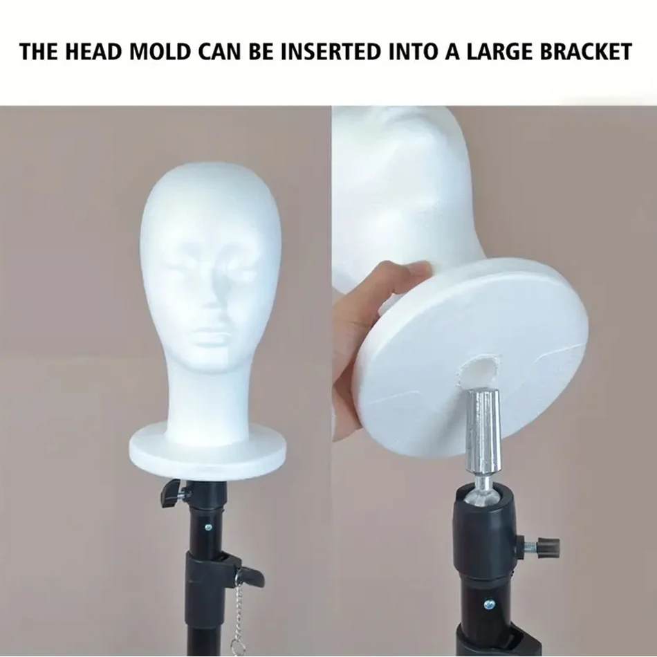 Testa di manichino portatile in schiuma bianca con scatola di imballaggio Testa di visualizzazione leggera per parrucca, cappello, sciarpe, perfetta testa di bambola per trucco fai da te