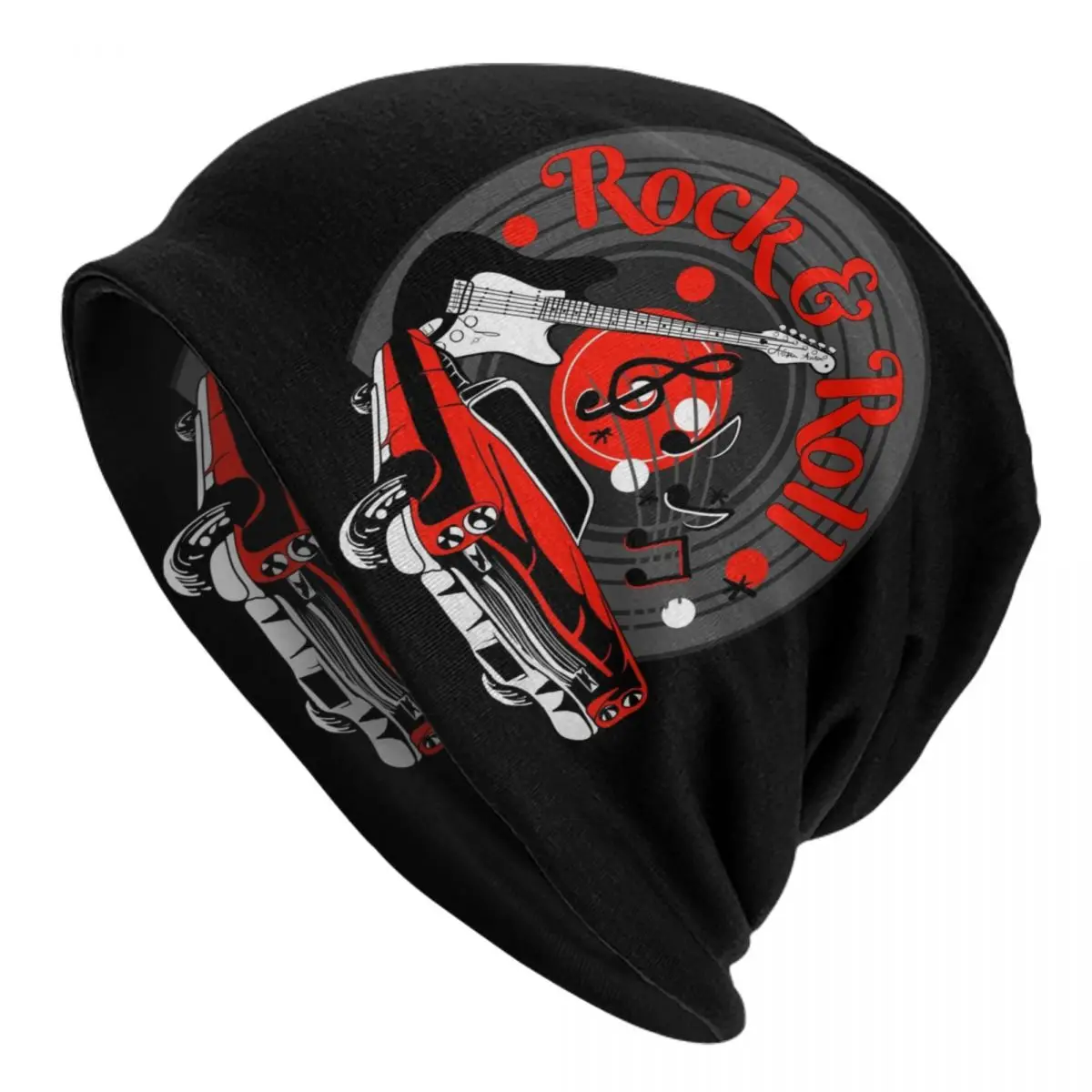 Rock And Roll Red Car Beanie Cap Unisex Winter Bonnet Femme Knitting Hats Street Ski Popular Music Classic Skullies Beanies Caps