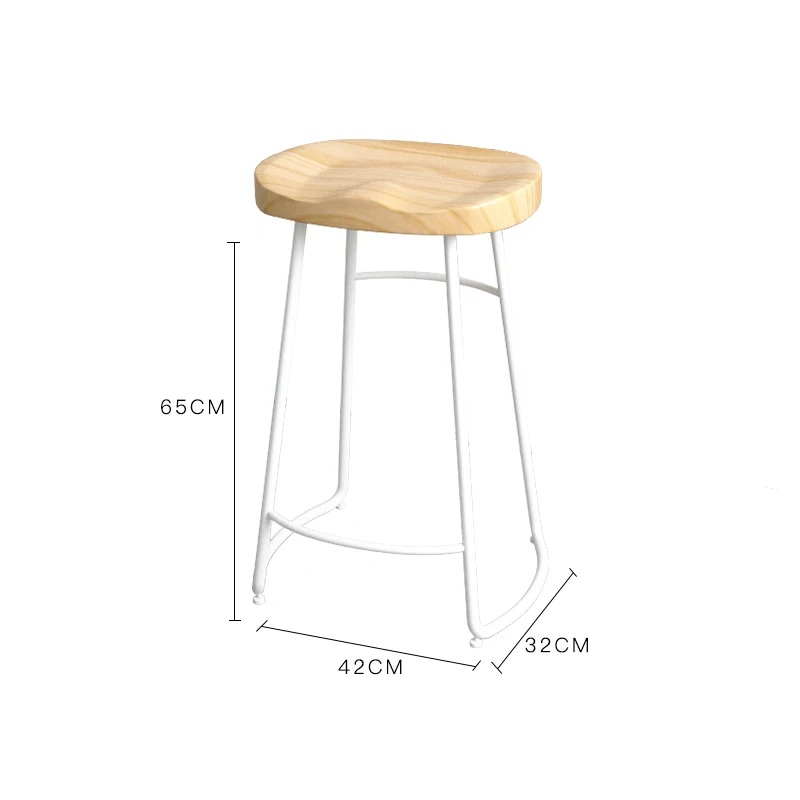 European-style solid wood home bar stool simple modern bar chair milk tea shop dining stool casual retro wrought iron high