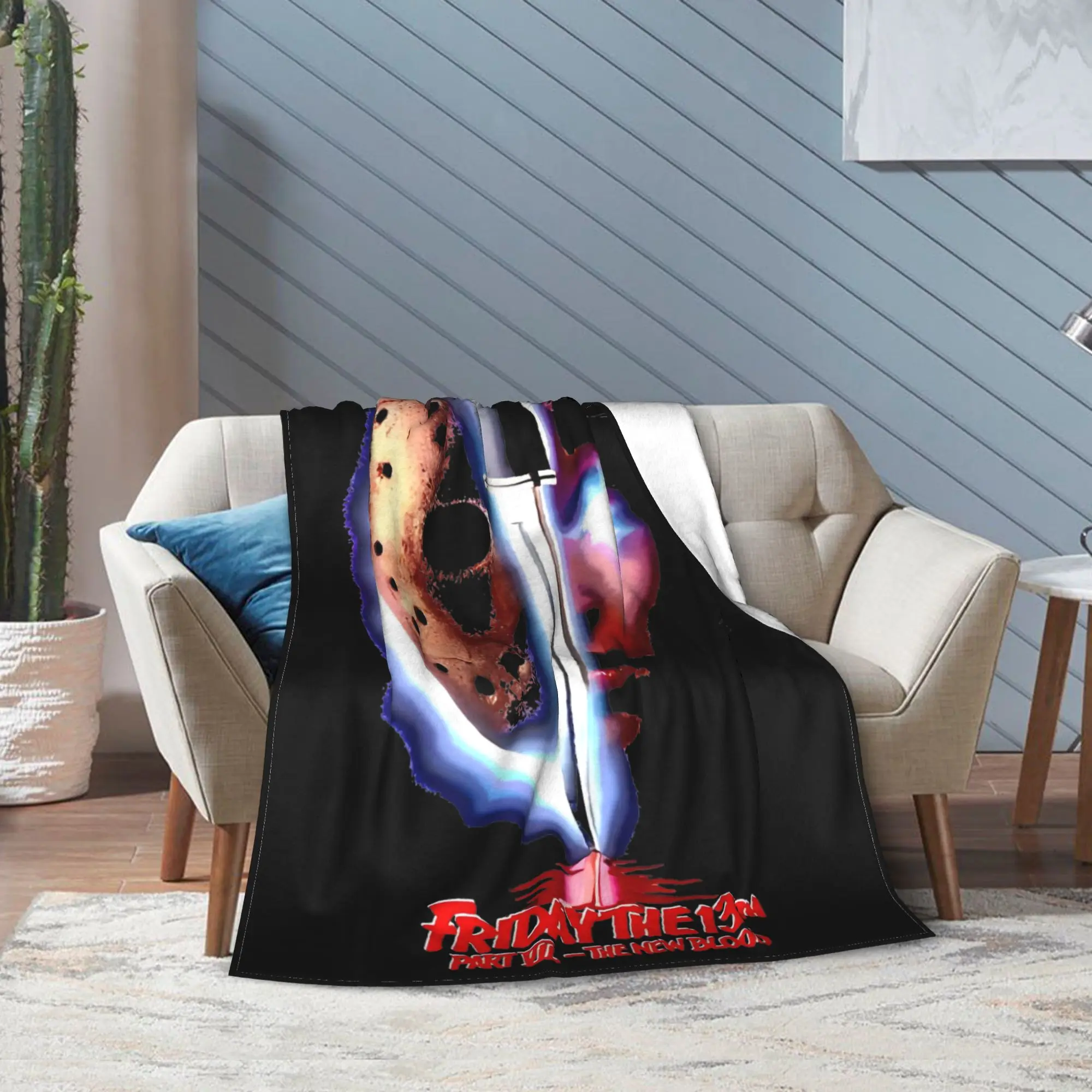 الجمعة جيسون فورهيس 13th بطانية الفانيلا الشتاء الرعب مخيف هالوين المحمولة الدافئة رمي بطانية للمكتب