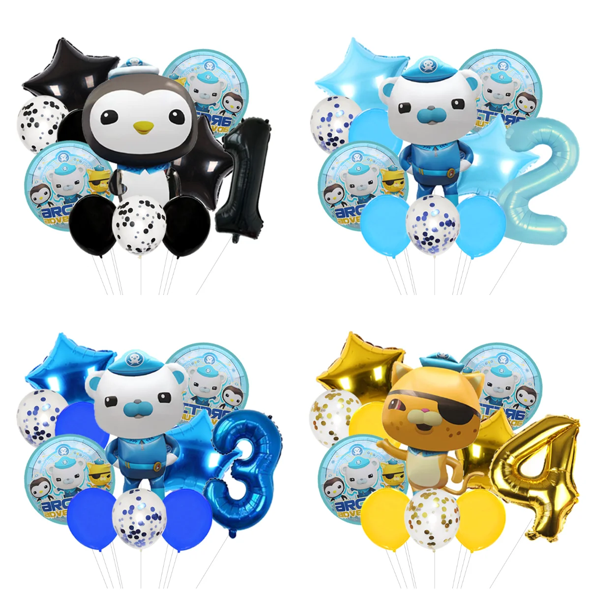 Ballons de fête pour enfants sur le thème des Octonauts, qualité hélium, Mylar, Barnacles, Kwazii avec confettis, ballons en latex