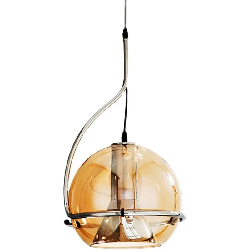 Nordic Postmodern Simple Amber Glass Study Bedroom Dining Room Bauhaus Style Pendant lamps