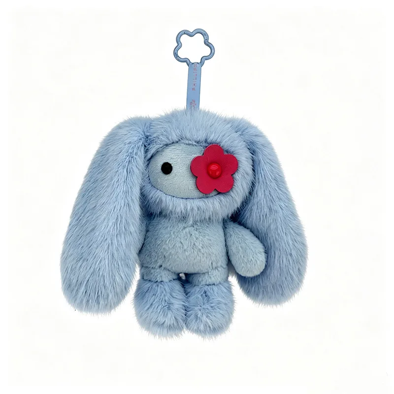 18cm Cute Juju Rabbit Plush Keychain Flower Eye Bunny Stuffed Doll Kawaii Long Ears Animals Bag Pendant Car Keyring Toy Gift view 4