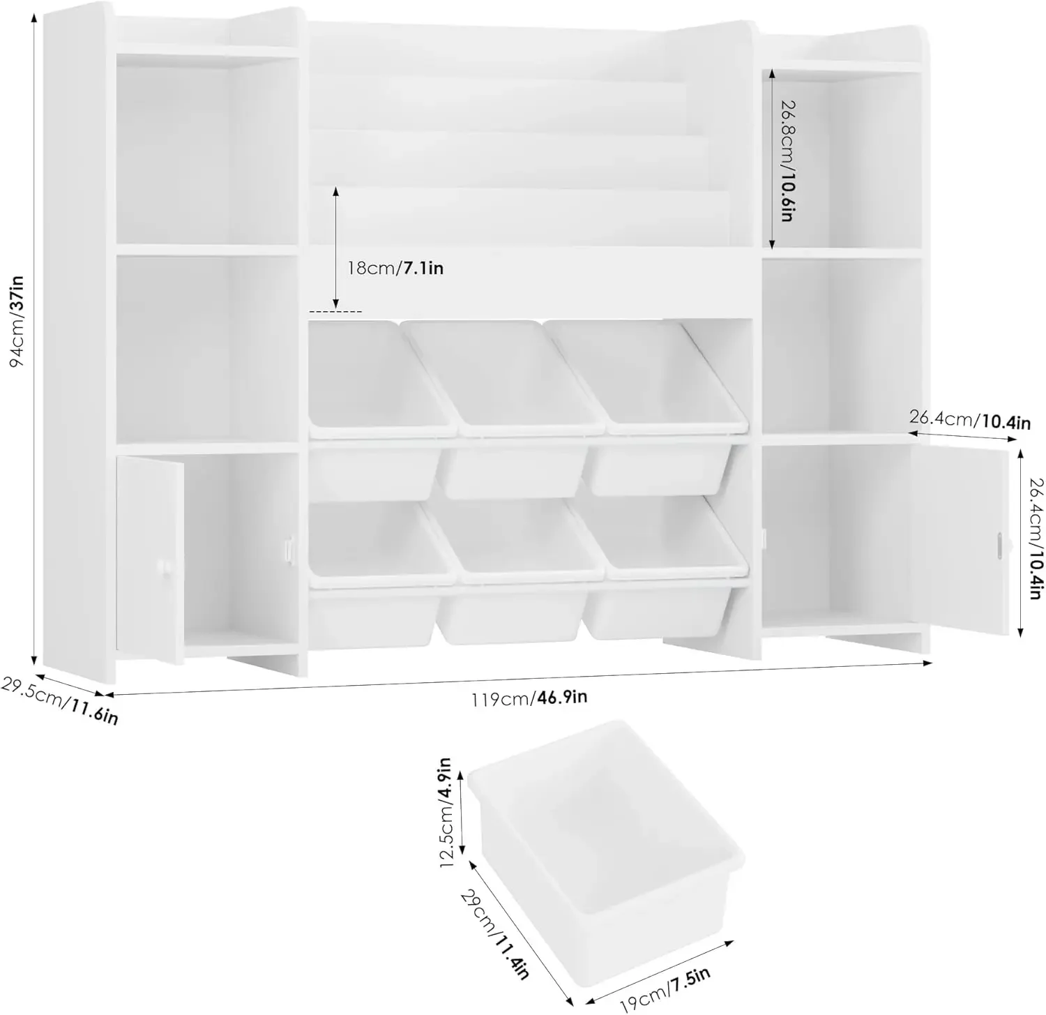【割引価格、熱い販売！ おもちゃ収納オーガナイザー（6つのビン付き）、子供用本棚（6つの収納スペース付き）、オーガナイザーと収納
